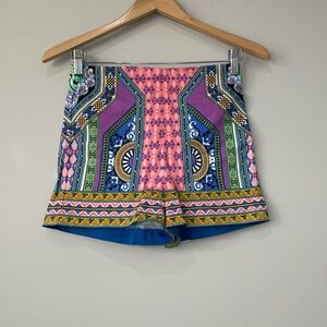 Flying Tomato vibrant print colorful high waist shorts small